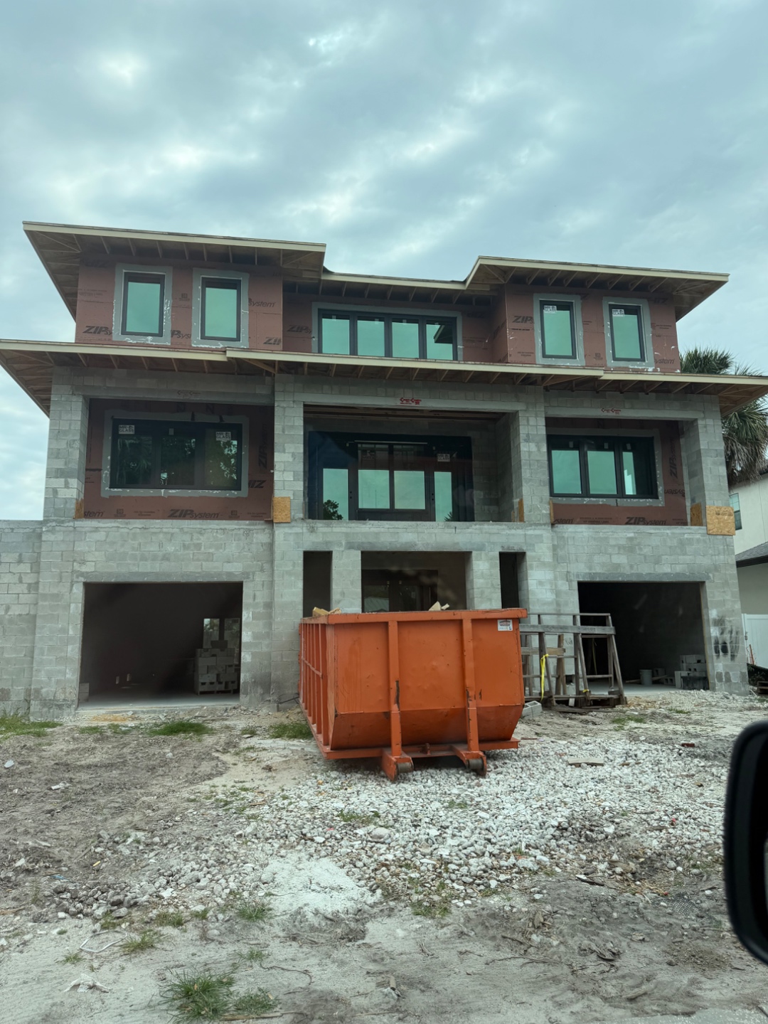 The Gardenia under construction — front elevation, August 2026