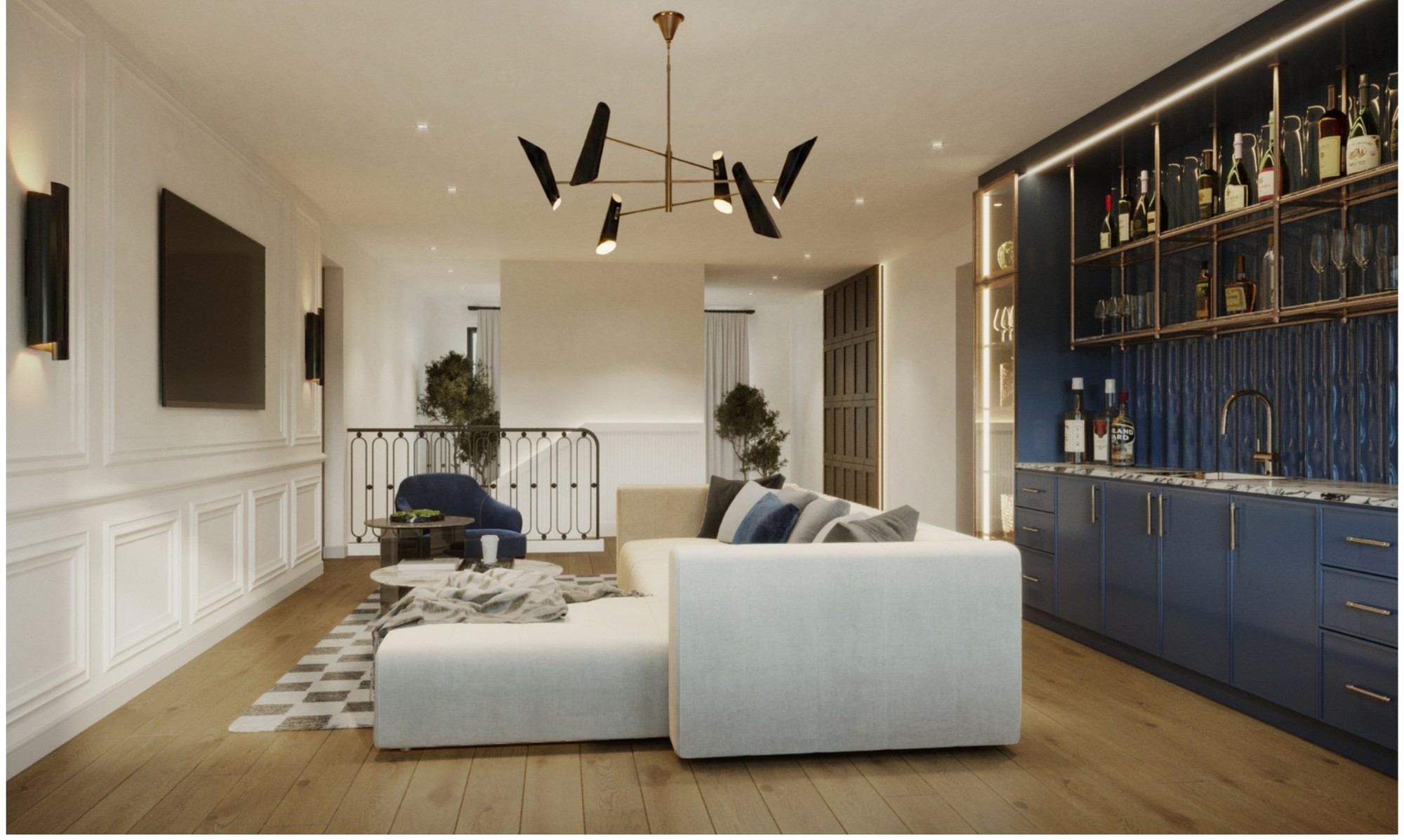 Gardenia — upper-level entertainment lounge with built-in bar